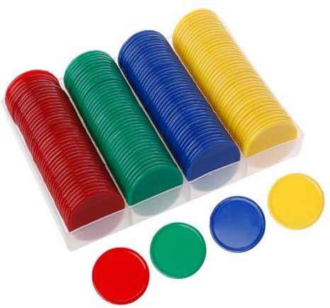 Qinsky Zählen Spielchips,Kunststoff Zähler 160er Pack Farbige Bingo Chips Farbzähler für Mathe Mathematik Oder Spiele Lernressourcen
