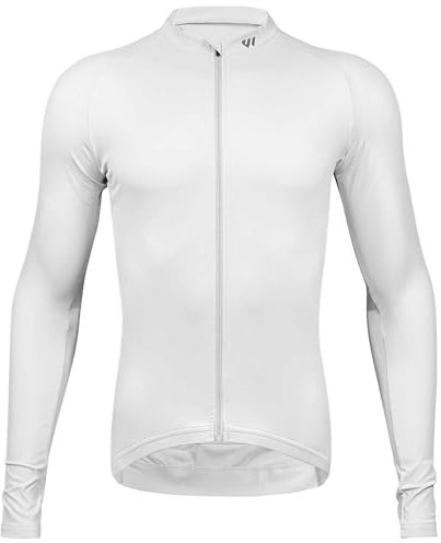Wulibike Radtrikot Herren Langarm - Rennrad Trikot Herren Reißverschluss mit Taschen, Für Frühling und Herbst geeignet Weiß XL