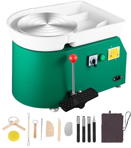 Donken Pottery Wheel, 350W Pottery Wheel Kit for Adults, Green | 25cm Turntable, Clay Tools Set, Detachable Basin, Adjustable Speed Pedal and Handle for Beginners