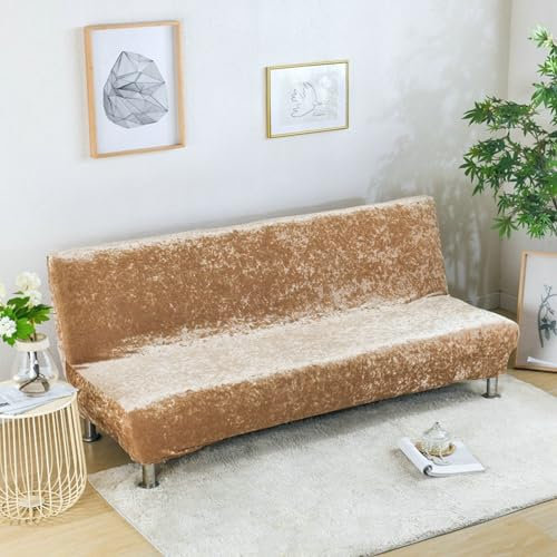 Bishilin Sofabezug Elastisch 120-155CM Gold, Sofa Überzug 1 Sitzer ohne Armlehne Modern Einfarbig Couchbezug Eckcouch Katzenschutz Universal