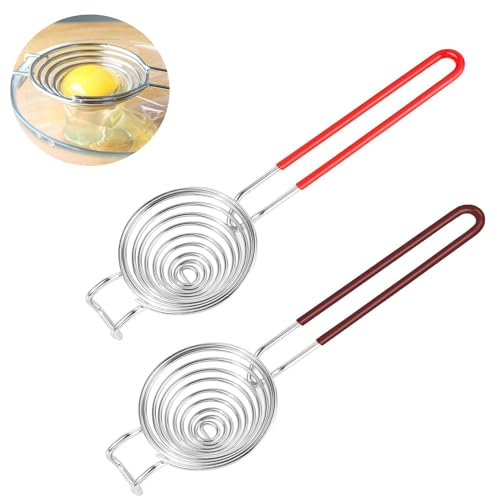 2 Stück Eiertrenner,Eiweiß Trenner,Eiweiß Trenner,Egg Separator Leicht zu Reinigender,Edelstahl Eiertrenner mit Langen und Kurzen Griffen, für Küche Backwerkzeug KüchenzubehöR