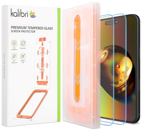 kalibri Protector de Pantalla Compatible con Apple iPhone 16 - Set de 2X Cristal Templado Premium con Juego de instalación