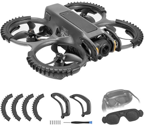 FPVtosky 3-IN-1 Schutz Zubehör für DJI Avata 2, Propellerschutz + Linsenschutz + Objektivschutzabdeckung Protection Zubehör Kit für DJI Avatar 2 Drohne und Goggle 3, Schwarz