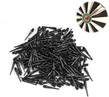 FINELYCR Dartspitzen Kunststoff, 200 Stück Softdart Spitzen, Schwarz Kunststoff Spitzen, Darts Spitzen Soft für Dartliebhaber