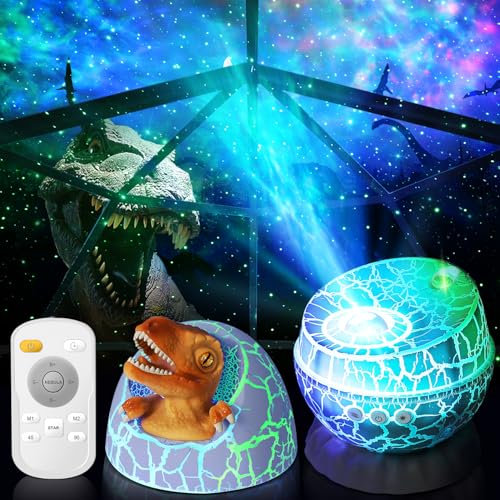 YISSVIC Projecteur Ciel Etoile Œufs de Dinosaure Projecteur Galaxie 8 Effets Lumineux 3 Vitesse 5 Luminosité avec Télécommande Minuterie Ciel Etoile Plafond Décoration Chambre Cadeau pour Noël, Fête