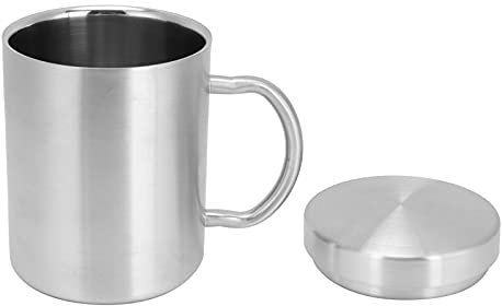 Aladeno Chope à bière robuste en acier inoxydable, double couche isolée avec couvercle à poignée incurvée, tasse à isolation thermique pour bière froide, cocktails (Gobelet double couche 304 : grand)