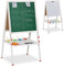 Relaxdays Kinderstandtafel, magnetische Spieltafel, höhenverstellbar, 122-160x65x69 cm, Whiteboard & Kreidetafel, weiß