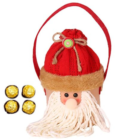 Ruwshuuk Weihnachtliche Süßigkeitentüten – Stoff-Geschenkbeutel, niedliches Design, Weihnachts-Leckerbeutel, Seilgriff-Design, Stoff-Goody Bag