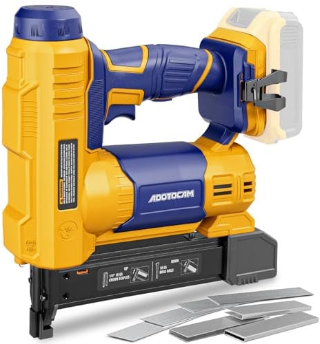 18GA Cordless Brad Nailer for Dewalt 20V Battery (Tool Only), 2-in-1 Electric Nail Gun/Staple Gun with 1000pcs Nails and 500pcs Staples, Nail Gun Battery Powered for Home Improvement & Woodworking
