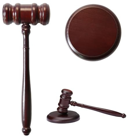 Set di Martello D'asta in Legno, Martello Dell'asta, Martello da Giudice, Martello di Legno di Corte, per Avvocato, Giudice, Asta Vendita Riunioni, Aziende, Studenti