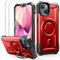 Lanhiem für iPhone 13 Hülle, für iPhone 14 Hülle mit 2 Stück Panzer Glas Kompatibel mit MagSafe, Kamera Ständer Magnetisch Handyhülle für iPhone 13/14 Schutzhülle Stoßfest Militärschutz Case, Rot