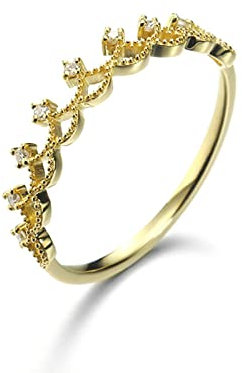 Bishilin Verlobungsring 750 Gold Damen, Hochzeit Ringe Krone mit Diamant Trauringe Eheringe Nickelfrei für Frauen Gold Gr.66 (21.0)