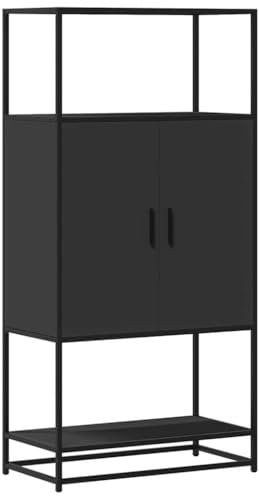 vidaXL Highboard Schwarz 68x35x139 cm Holzwerkstoff und Metall, Beistellschrank, schlanker Lagerschrank, hoher Schrank, Hochschrank