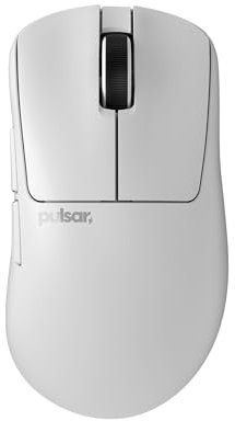 Pulsar Gaming Gears Xlite v4 - Ratón inalámbrico para juegos, ultraligero, 2.04 oz (58 g), ergonómico, interruptor óptico, 32000 DPI, 750 IPS, sensor XS-1, compatible con 8K (grande, blanco)