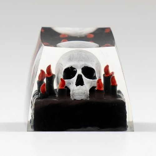 ULTRAEQUIP Artisan Keycaps Skull Resin ESC Custom 1U SA Prolfile Handmade Keycaps for MX Switch Mechanical Keyboards Key Cap (Candle_Skull)