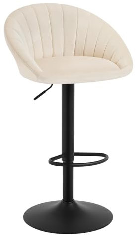 WOLTU Barhocker, Barstuhl höhenverstellbar drehbar, Küchenhocker mit Rückenlehne, Hocker Küche Bar, Tresenhocker, 150 kg, Samt Metall, Beige, BH428be-1