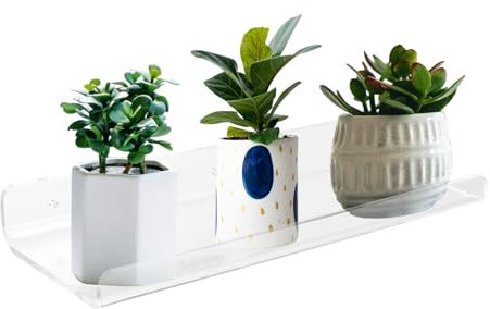 Lyreh Étagère Plantes Fenêtre, 30cm Étagère Ventouse Fenêtre en Acrylique Transparent pour Intérieur Plantes Succulentes Plantes Herbes