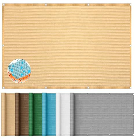 Sonnenschutz Segel Sonnensegel 150 x 150 cm HDPE Gewebe Wasserabweisend & Windabweisend Sichtschutz Balkon Balkon Sonnenschutz für Außenbereich, Garten, Creme Farben