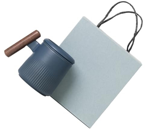 KICHOUSE Set Di Tazze Da Tè Con Manico in Legno Infusore E Coperchio 350 Ml