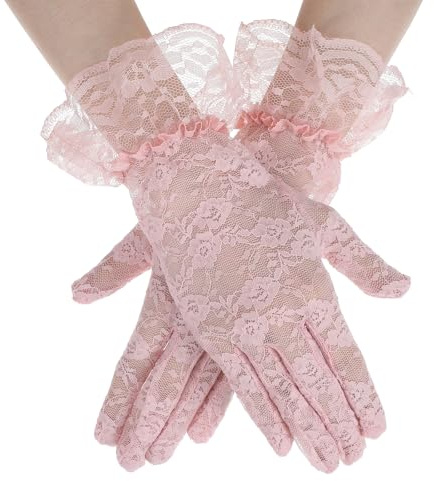 Abeillo Guanti corti da donna in pizzo, guanti da matrimonio, guanti da tè, guanti di cortesia per opera, sera, matrimonio, tea party, ballo degli anni '20