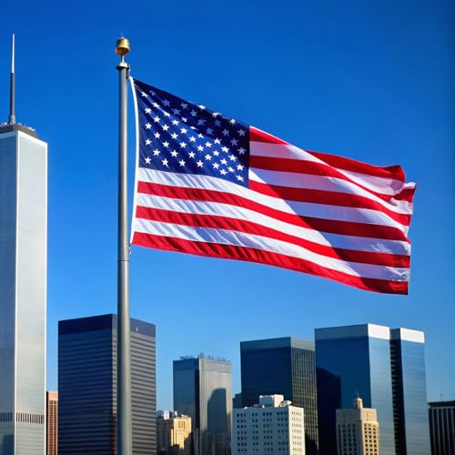 Drapeaux américains géants de 3,7 x 5,5 m – Nylon 210D robuste, étoiles brodées et rayures cousues, pour mur extérieur ou mât de drapeau, jour de l'indépendance du 4 juillet (3,7 x 5,5 m)