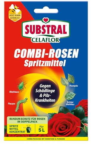 Substral Combi-Rose – 7.5 ml; 1 × 4 ml | Gegen saugende und beißende Schädlinge | Bekämpfung von Mehltau Rosenrost und Sternrußtau | Rundumschutz für Rosen