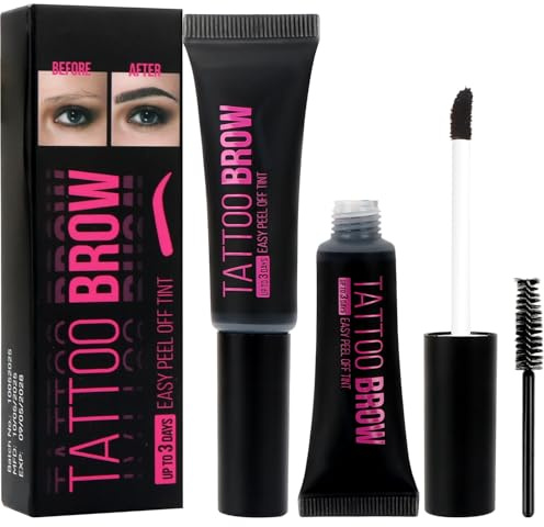 MOTIBACK Peel Off Eyebrow Tint Gel, 3-Day Waterproof Brow Stain | Semi-Permanent Eyebrow Tattoo Effect, Natural Brown Color, Easy Washable Formula