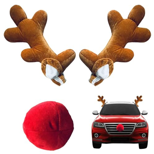 YNPQTDS Auto Weihnachts Rentiergeweih Deko Baumwolle,Weihnachtsdekoration Rentiergeweih - Deko Für Fahrzeug Festliche Aktivitäten Auto Festival Road Trip