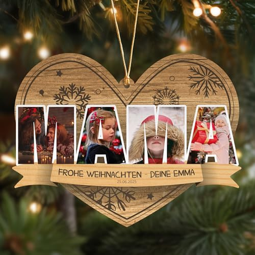 Mama Weihnachtsbaumschmuck - Mama Geschenk personalisierte Weihnachtskugeln, Geschenke für Mutter Christbaumschmuck, besondere Geschenke Mami Weihnachtsdeko - Geschenkidee Mutter, Mother