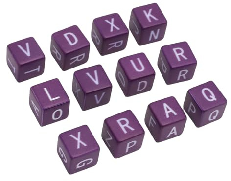 GEERYZHE Gioco di Parole con Dadi Strapazzati, Set di Dadi con Lettere Inglesi 12 Pezzi per la Costruzione del Vocabolario e il Gioco Strategico, con Migliaia di Combinazioni di Lettere