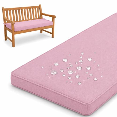 AEHO Sitzkissen Bank, Sitzauflage, 50D Hochdichter Schaumstoff, 5cm Dickes Wasserabweisendes Pad für Bankauflage Garten Terrasse Schaukel Esstisch Eckbank Fenster,Rosa,75x60x5cm