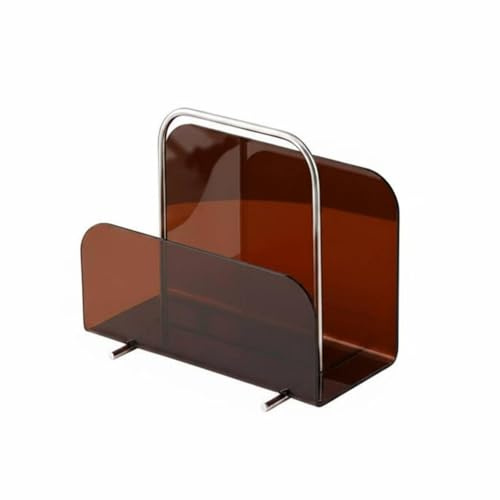 Chosertory Acryl Zeitungsständer Zeitschriftenhalter Bücherregal mit Elegantem Stil Und Solidem Material für Schreibtisch Couchtisch Wartebereich Bibliothek, Braun