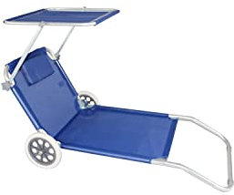 Strandstuhl. Wagen Liegestuhl Meer faltbar grün Lime mit Dach für Camping Strand Pool Garten
