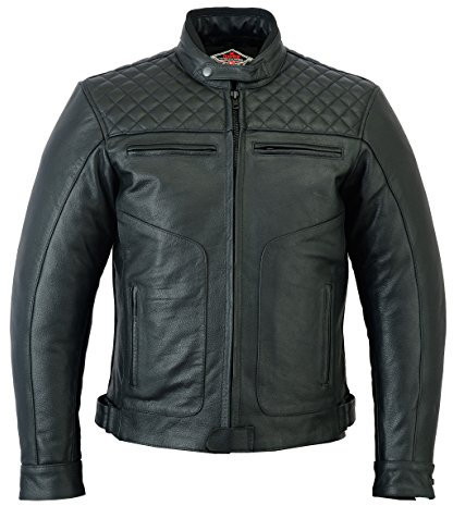 TEXPEED Motorrad lederjacke herren mit protektoren - Leder mit Rautensteppung - Motorrad Mit Original Biker Rüstung (EN 1621-1) Schutz Schwarz - 3XL