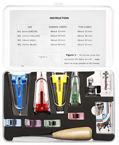 Schrägbandformer Set Schrägband Nähfuß Schneiderahle Pins Nähen Stoffklammern Herstellung von Schrägband 25mm 18mm 12mm 6mm 4er Tape Maker Set