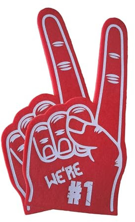 FUN FAN LINE - Riesige Schaumstoffhand | Handschuh mit Finger zur Animation für Sportveranstaltungen, Partys und Konzerte | Ideal für Fans und Vereine | 2er-Pack Rot