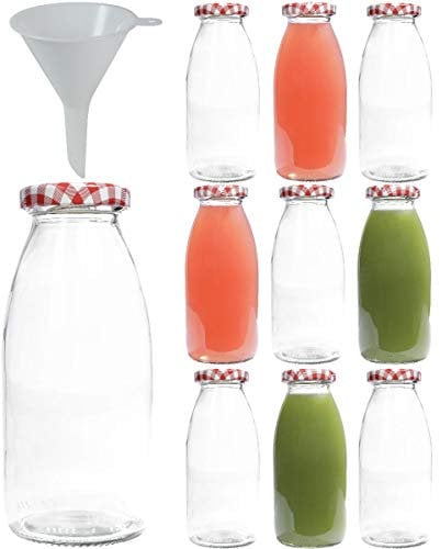 mikken | 10 bouteilles en verre de 250 ml, bouteille avec bouchon à vis avec entonnoir