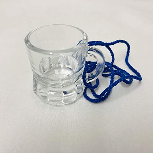 Warenfux24 24 Schnapsglas mit henkel und umhänge band Schwarz Grün Gelb Blau Rot (Blau)