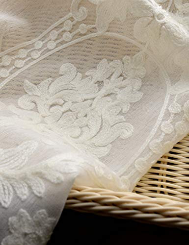 Lactraum Gardine DIY Stoff zum Nähen und Dekorieren Wohnzimmer Weiß Tranparent Bestickt Vintage Klassische Voile Dichte Meterware H 280cm