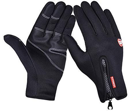 Cicilin, guanti unisex sport ciclismo inverno autunno regolabile impermeabile touch screen guanti antivento in silicone termico antiscivolo per sport esterni nero PU L