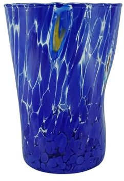 Venetian Emporium Murano Glass Drinking Glass Tumbler Light Blue Hand Made Millefiori (Blue)