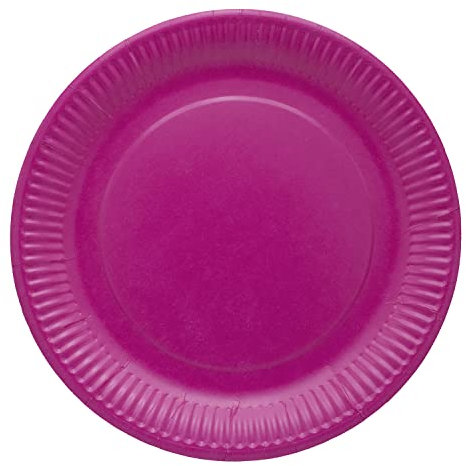 Ökolution OL455 Carton/Assiette jetable, 20 pièces, Rond Ø 22,7 cm, Hauteur du Bord 2,7 cm, sans revêtement Plastique, pour Barbecue, Anniversaire ou fête, biodégradable, Rose