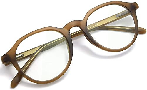 Joopin Mode Blaulichtfilter Brille Herren Damen Runde Blaufilter Brille Herren und Computerbrille mit Blaulichtbrille Blue Light Glasses for PC TV and Gaming(Braun)