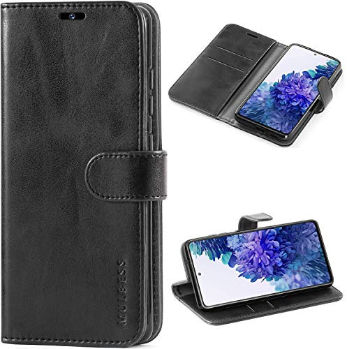Mulbess Handyhülle für Samsung Galaxy S20 FE - Leder Flip Schutzhülle für S20 FE 5G / S20 Lite, Vintage Handytasche, Schwarz