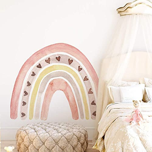 funlife 57x70cm groß Regenbogen Wandtattoo, selbstklebend Wandsticker Regenbogen für Kinder Mädchen Junge, pinker Regenbogen für Kinderzimmer, Schlafzimmer, Wohnzimmer