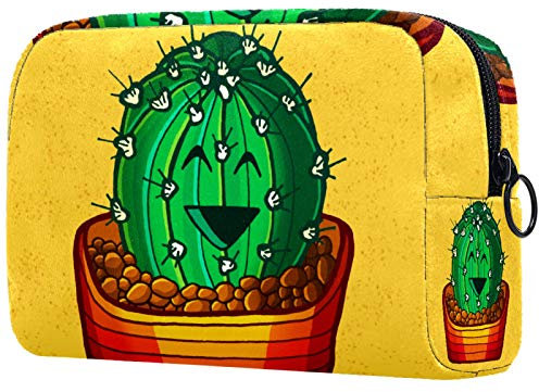 Mädchen Kosmetiktaschen Frauen Make-up Tasche Toilettenartikel Organizer Tasche mit Reißverschluss 7.3x3x5.1 Zoll Gelber Kaktus Mexiko