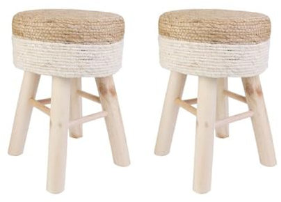 HOME DECO FACTORY Hocker Blue Lagoon, Kiefer/Polyester/Sperrholz, 29cm x 29cm x 43cm, Beige
