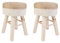 HOME DECO FACTORY HD6568 Lot de 2 Tabourets Blue Lagoon Beige, Pin Polyester Contreplaqu‘ Textile-Jonc, Bois-Sable, 29 x 29 x 43 cm
