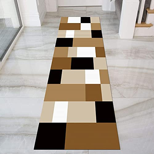 LIHY Korridor Teppich- Geometrischer Flur LäuferTeppich, Rutschfester, waschbarer Schlafzimmerboden, Teppich im modernen Design, Breite 60cm/ 80cm/ 90cm/ 100cm/ 120cm, für Flurküche(Size:100×100cm)