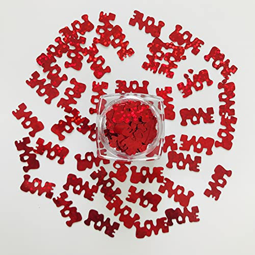 Lot de 10 grammes de paillettes rouges en forme d'amour pour le maquillage du visage, du corps, des ongles WF300